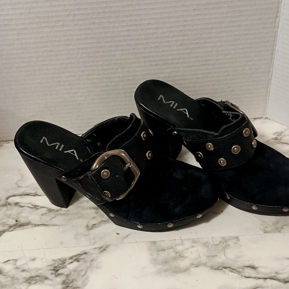 Mia Button and Buckle Heels